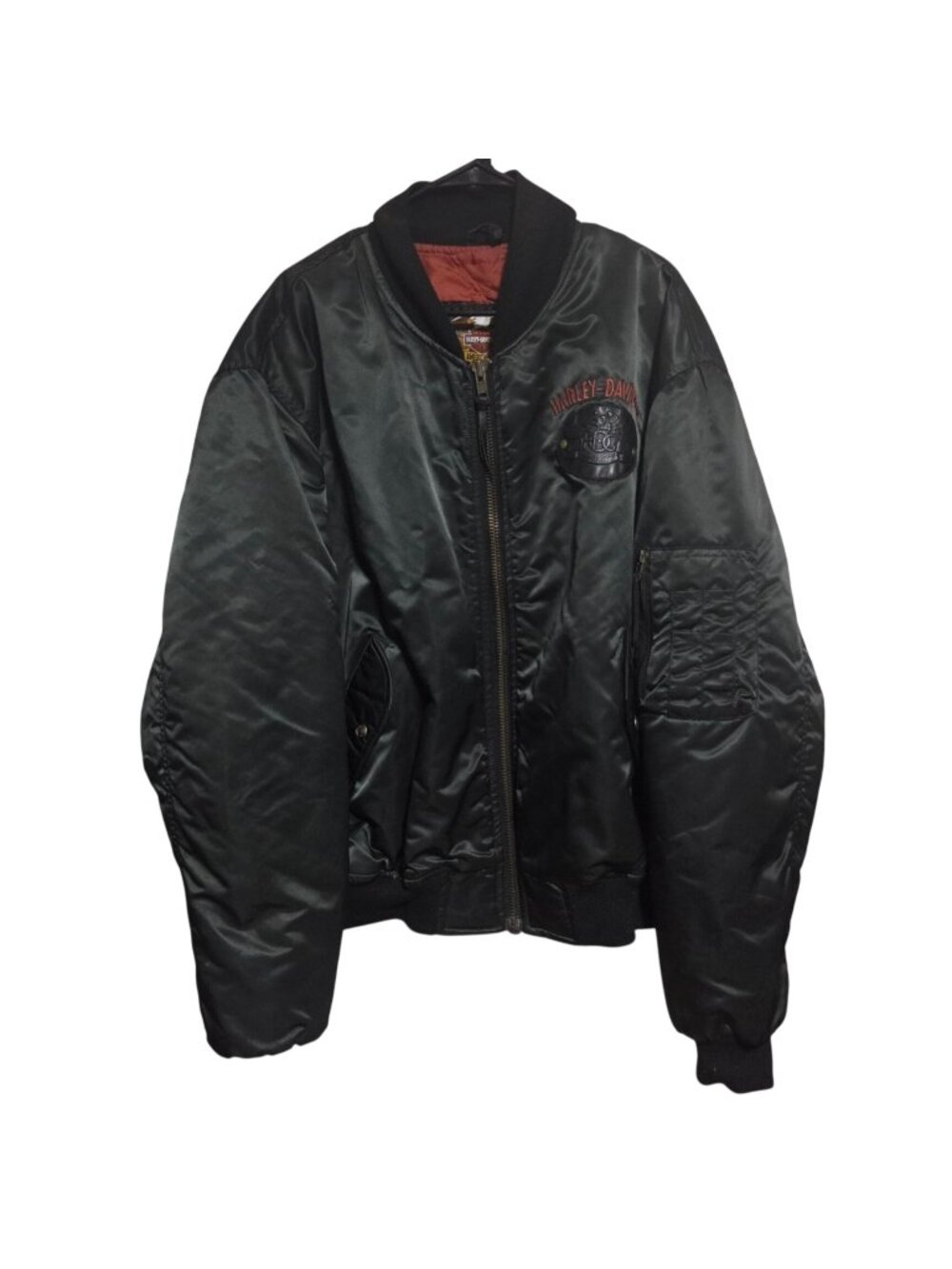 Vintage Harley Davidson Satin Bomber Jacket Size XL Owners Group HOG Made in USA